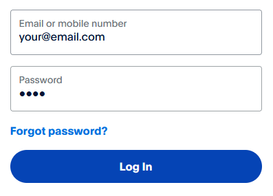 paypal login w fake data